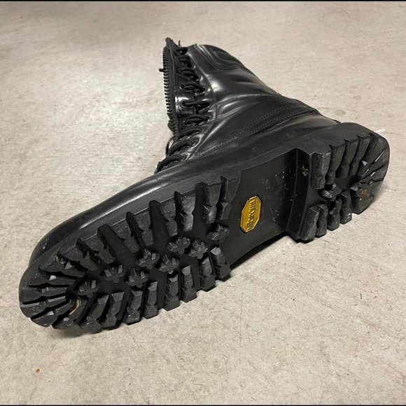 Vintage heavy duty chunky black leather military desert 